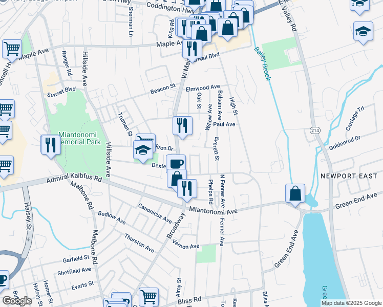 map of restaurants, bars, coffee shops, grocery stores, and more near 43 Fairview Ave in Middletown