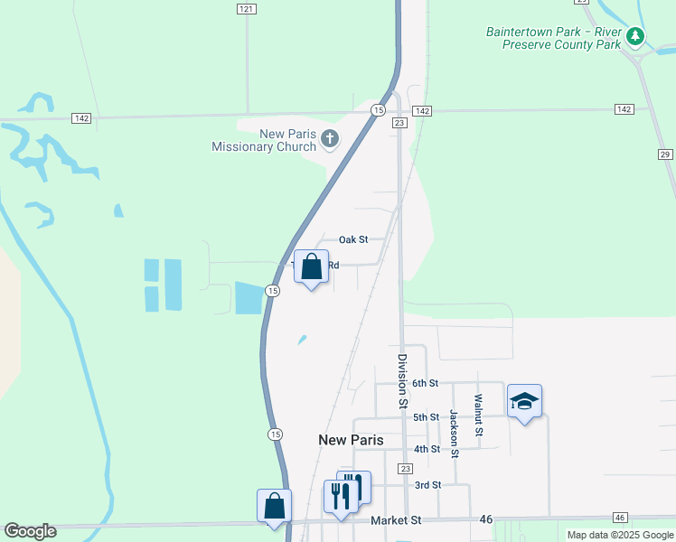 map of restaurants, bars, coffee shops, grocery stores, and more near 19176 Tarman Road in New Paris