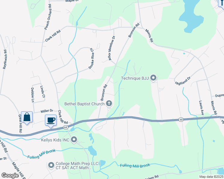 map of restaurants, bars, coffee shops, grocery stores, and more near 20 Bronson Road in Prospect