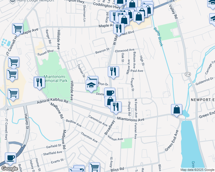 map of restaurants, bars, coffee shops, grocery stores, and more near 4 Stockton Dr in Middletown