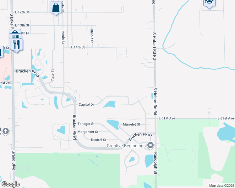 map of restaurants, bars, coffee shops, grocery stores, and more near 1168 Capitol Drive in Hobart
