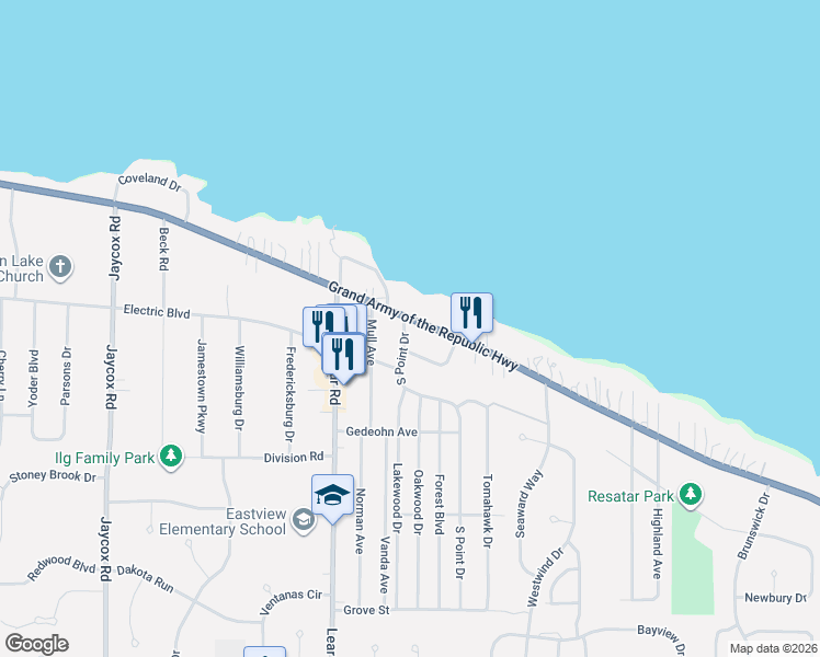 map of restaurants, bars, coffee shops, grocery stores, and more near 32009 Lake Road in Avon Lake