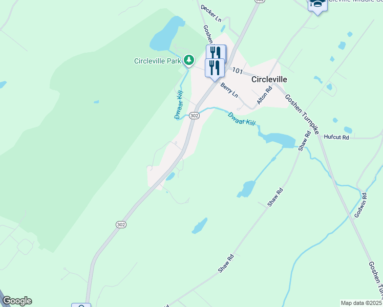 map of restaurants, bars, coffee shops, grocery stores, and more near 2187 New York 302 in Circleville