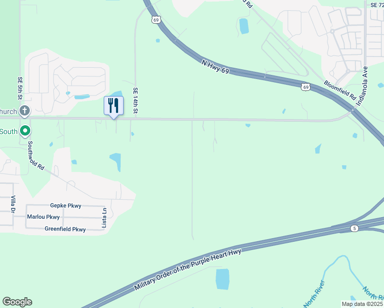 map of restaurants, bars, coffee shops, grocery stores, and more near E Quarter Ave in Des Moines