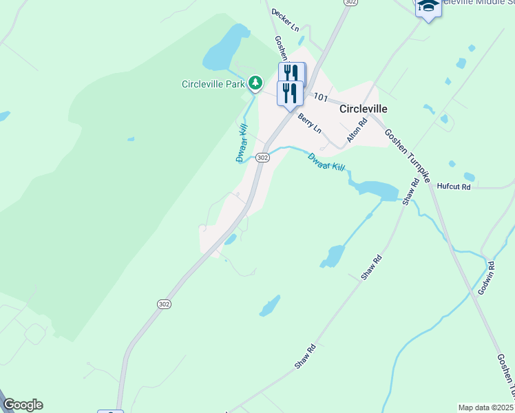 map of restaurants, bars, coffee shops, grocery stores, and more near 2187 New York 302 in Circleville