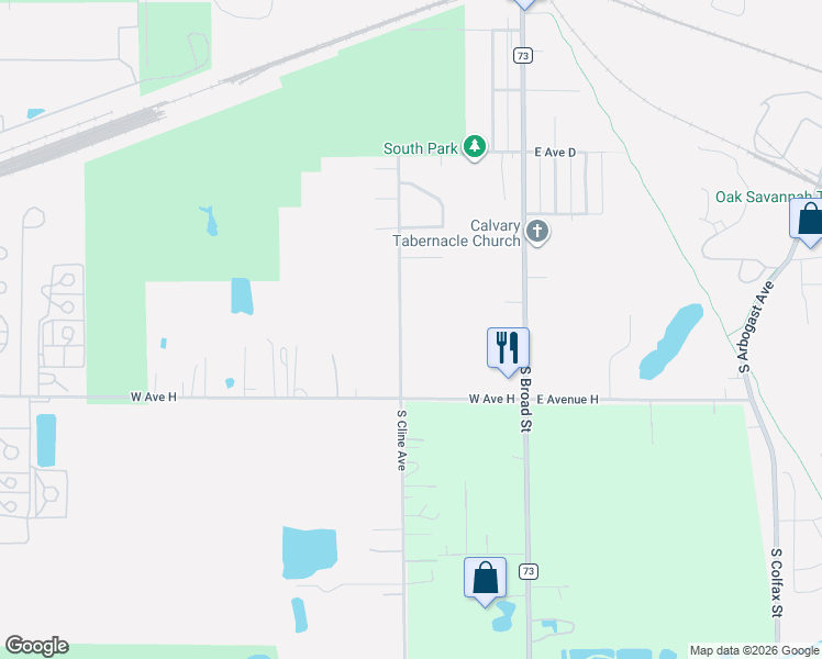 map of restaurants, bars, coffee shops, grocery stores, and more near 741 Cline Avenue in Griffith