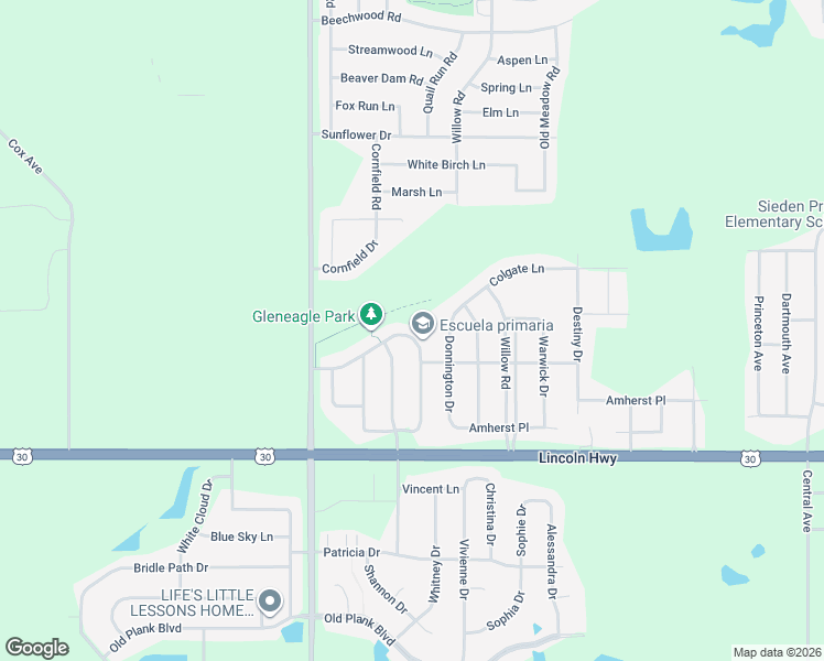 map of restaurants, bars, coffee shops, grocery stores, and more near 6216 Pond View Drive in Matteson