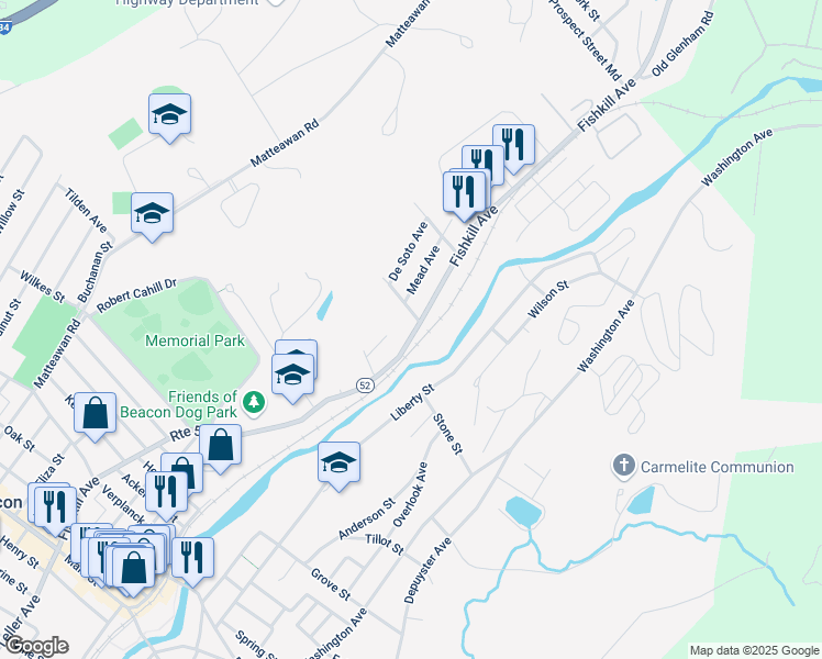map of restaurants, bars, coffee shops, grocery stores, and more near 393 Fishkill Avenue in Beacon