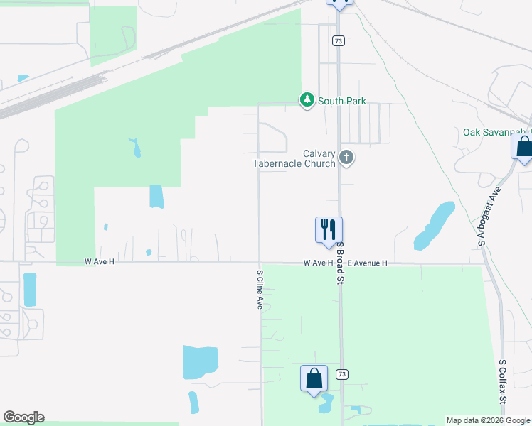 map of restaurants, bars, coffee shops, grocery stores, and more near 741 Cline Avenue in Griffith