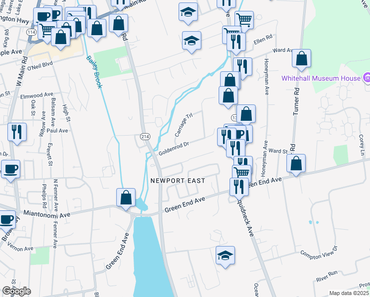 map of restaurants, bars, coffee shops, grocery stores, and more near 12 Longmeadow Avenue in Middletown