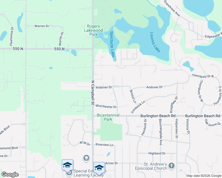 map of restaurants, bars, coffee shops, grocery stores, and more near 4501-4599 Bedford Road in Valparaiso
