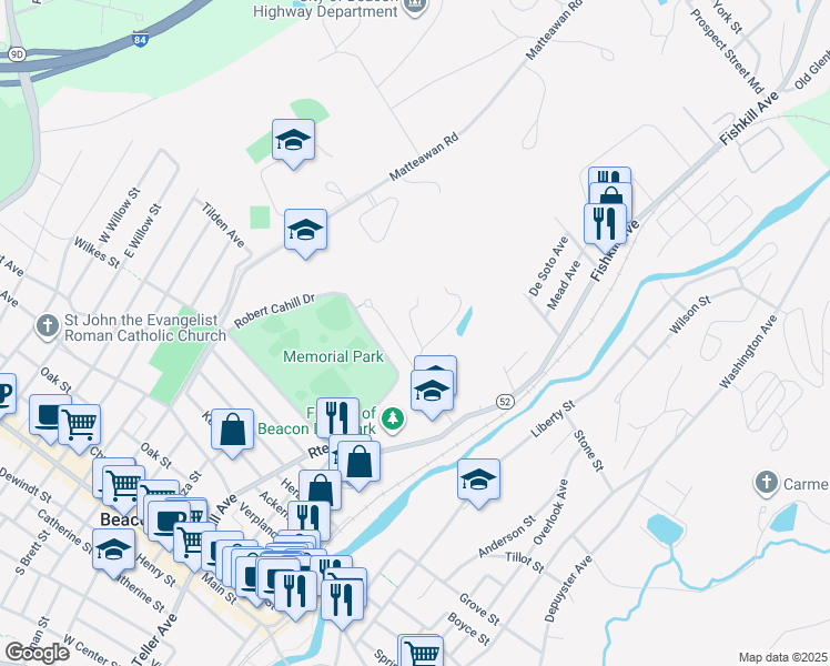 map of restaurants, bars, coffee shops, grocery stores, and more near 79 Hastings Drive in Beacon