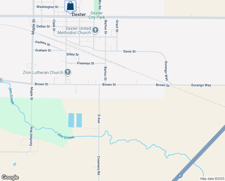 map of restaurants, bars, coffee shops, grocery stores, and more near 1112 Brown Street in Dexter