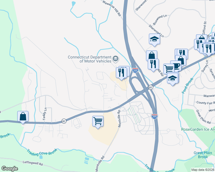 map of restaurants, bars, coffee shops, grocery stores, and more near 38 Henry Street in Norwich