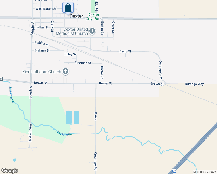 map of restaurants, bars, coffee shops, grocery stores, and more near 1112 Brown Street in Dexter