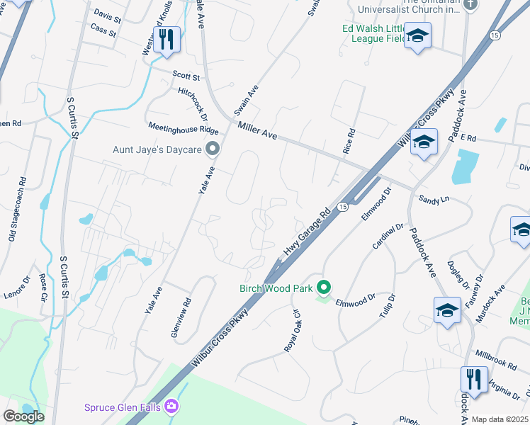 map of restaurants, bars, coffee shops, grocery stores, and more near 205 Stafford Court in Meriden
