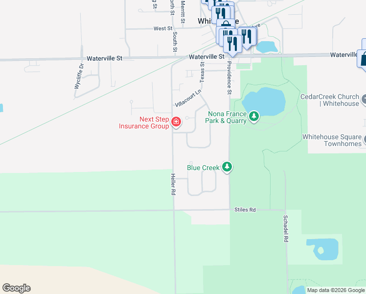 map of restaurants, bars, coffee shops, grocery stores, and more near 11022 Southanne Lane in Whitehouse