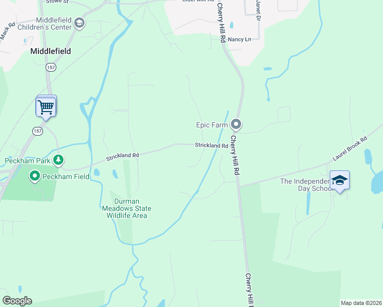 map of restaurants, bars, coffee shops, grocery stores, and more near 38 Strickland Road in Middlefield