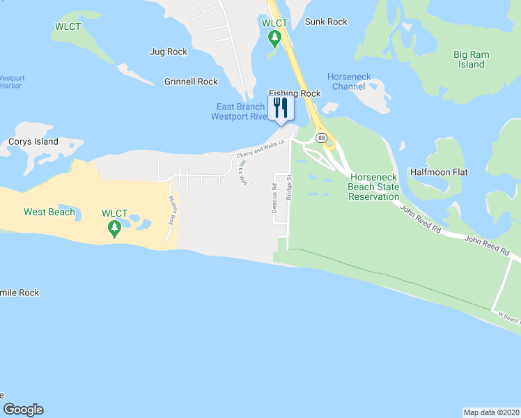 map of restaurants, bars, coffee shops, grocery stores, and more near 6 Nick's Way in Westport