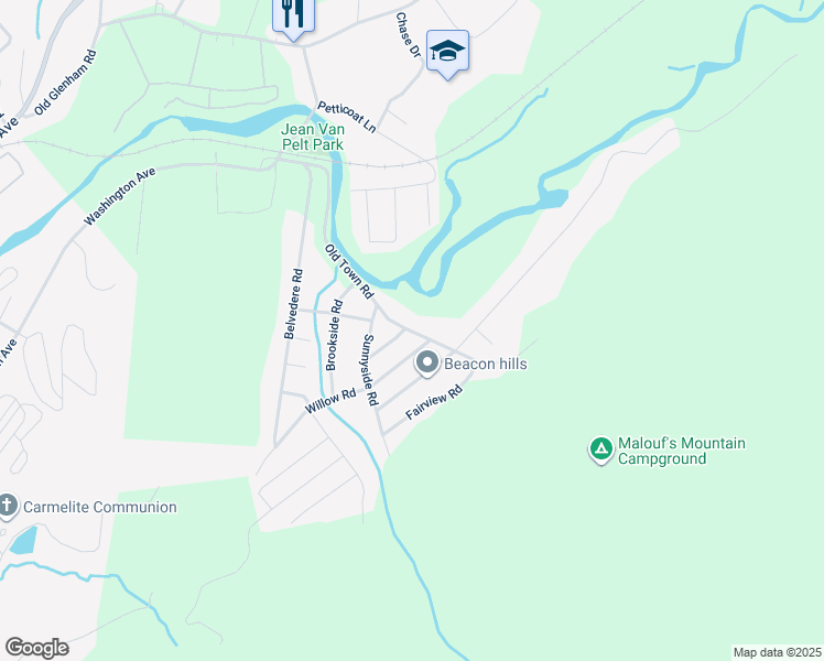 map of restaurants, bars, coffee shops, grocery stores, and more near 27 Old Town Road in Beacon