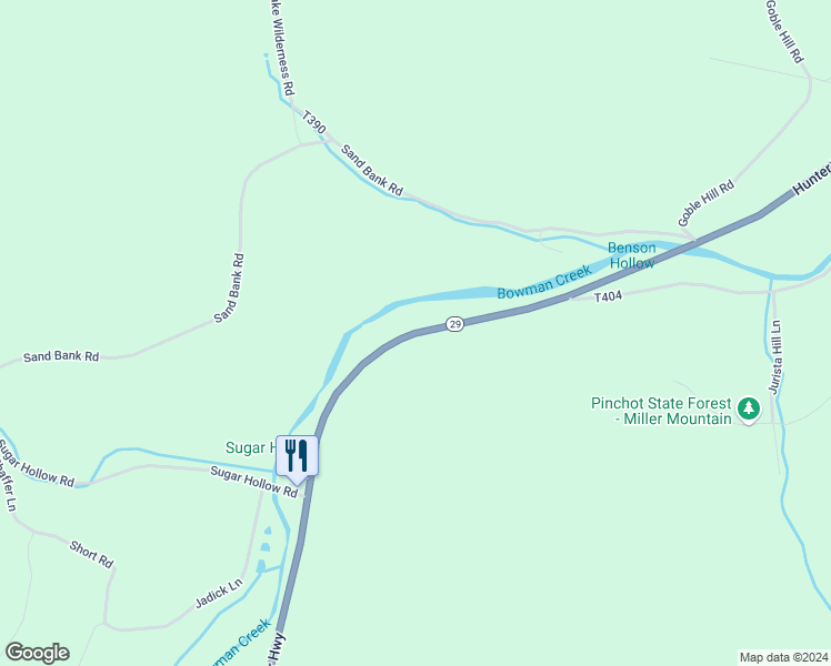 map of restaurants, bars, coffee shops, grocery stores, and more near Route 29 in Tunkhannock