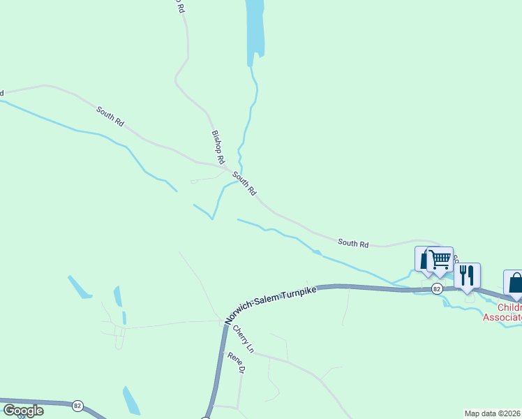 map of restaurants, bars, coffee shops, grocery stores, and more near 237 South Road in Bozrah