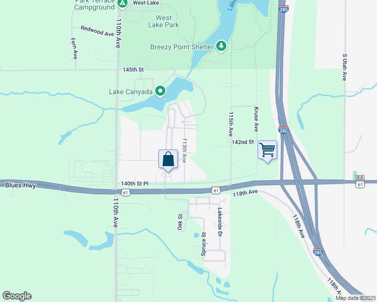 map of restaurants, bars, coffee shops, grocery stores, and more near 14135 113th Avenue in Davenport