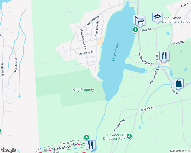 map of restaurants, bars, coffee shops, grocery stores, and more near Mattabeseck Road Exn in Middlefield