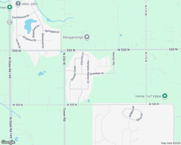 map of restaurants, bars, coffee shops, grocery stores, and more near 226 Grandale Drive in Valparaiso