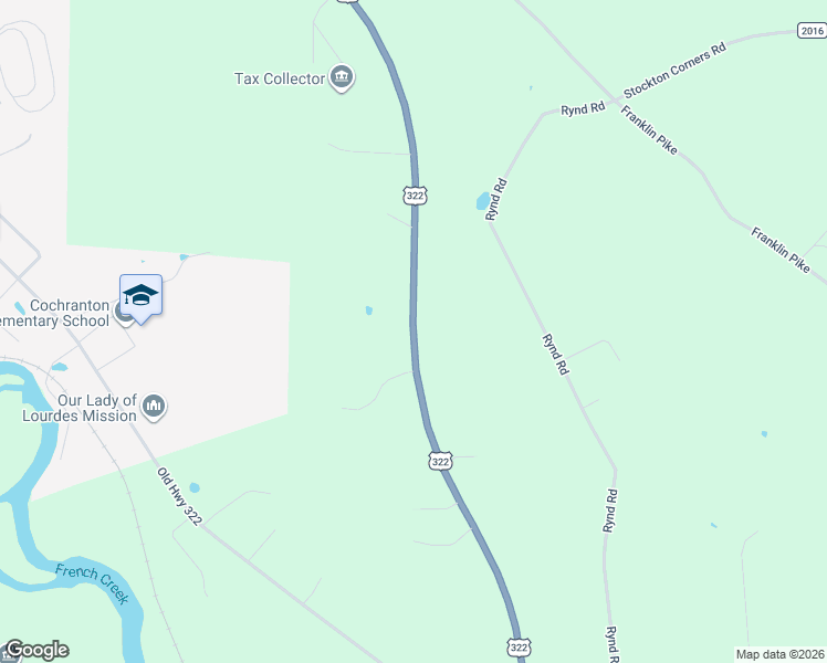 map of restaurants, bars, coffee shops, grocery stores, and more near Twenty-Eighth Division Highway in Cochranton