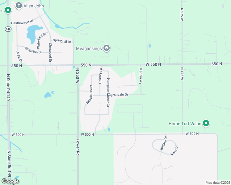 map of restaurants, bars, coffee shops, grocery stores, and more near 226 Grandale Drive in Valparaiso