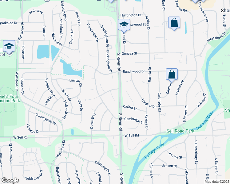 map of restaurants, bars, coffee shops, grocery stores, and more near 706 Turnberry Court in Shorewood