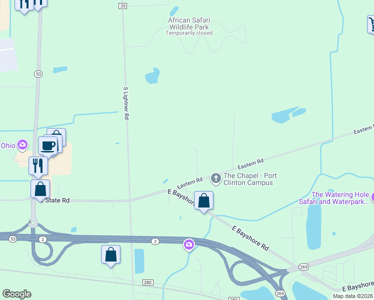 map of restaurants, bars, coffee shops, grocery stores, and more near 920 Kihlken Place in Port Clinton
