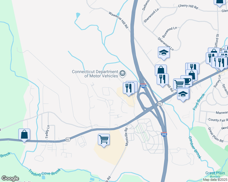 map of restaurants, bars, coffee shops, grocery stores, and more near 38 Henry Street in Norwich