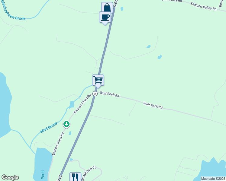 map of restaurants, bars, coffee shops, grocery stores, and more near 301 Wolf Rock Road in Exeter