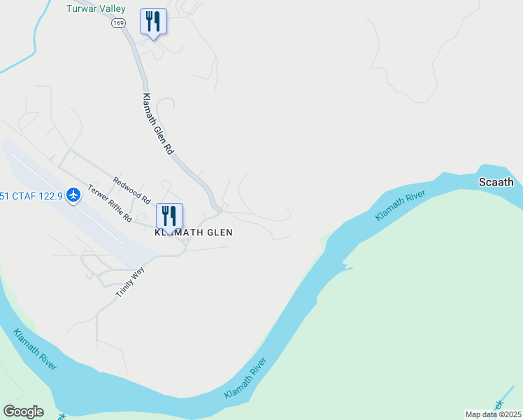 map of restaurants, bars, coffee shops, grocery stores, and more near 151 Blake Road in Klamath
