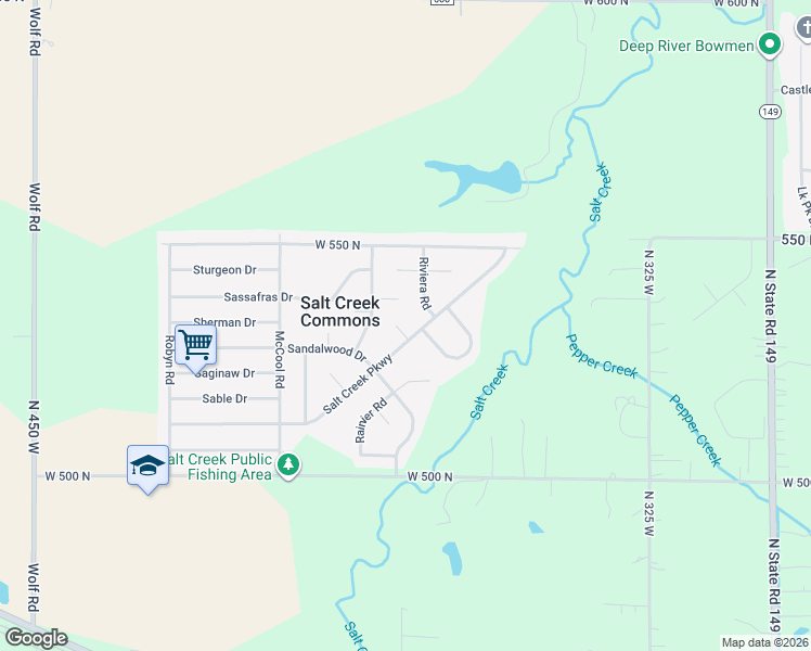 map of restaurants, bars, coffee shops, grocery stores, and more near 368-374 Salt Creek Pkwy in Valparaiso