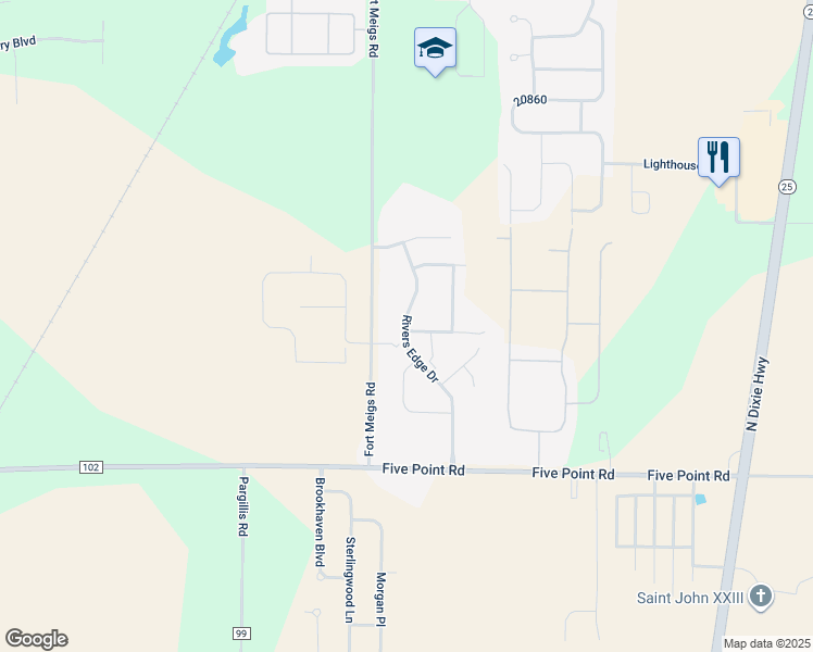 map of restaurants, bars, coffee shops, grocery stores, and more near 3371 Rivers Edge Drive in Perrysburg