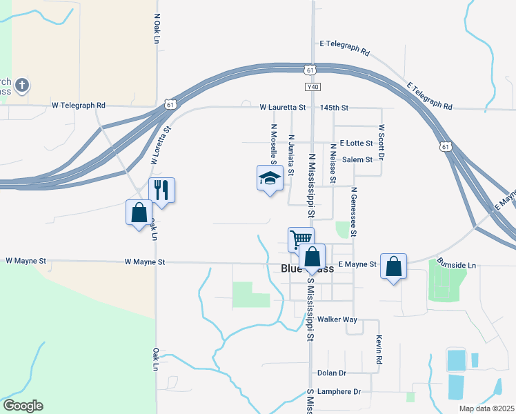 map of restaurants, bars, coffee shops, grocery stores, and more near 226 West Sycamore Street in Blue Grass