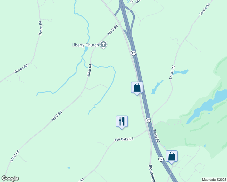 map of restaurants, bars, coffee shops, grocery stores, and more near 422 M and M Road in Middletown