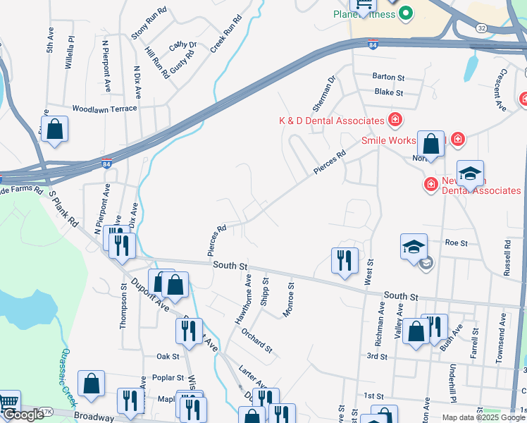 map of restaurants, bars, coffee shops, grocery stores, and more near 73 Pierces Road in Newburgh