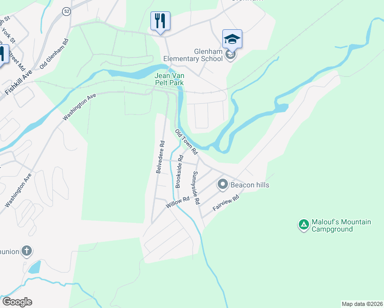 map of restaurants, bars, coffee shops, grocery stores, and more near 1 Old Town Road in Beacon