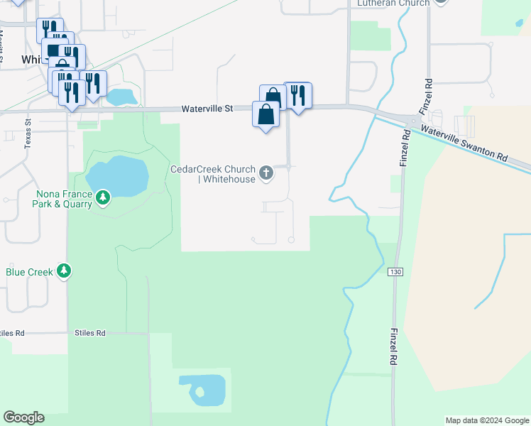map of restaurants, bars, coffee shops, grocery stores, and more near 6950 Whitehouse Square Boulevard in Whitehouse