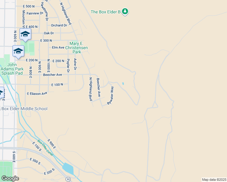 map of restaurants, bars, coffee shops, grocery stores, and more near 64 Bywater Way in Brigham City