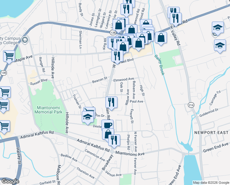 map of restaurants, bars, coffee shops, grocery stores, and more near 36 Linden Street in Middletown