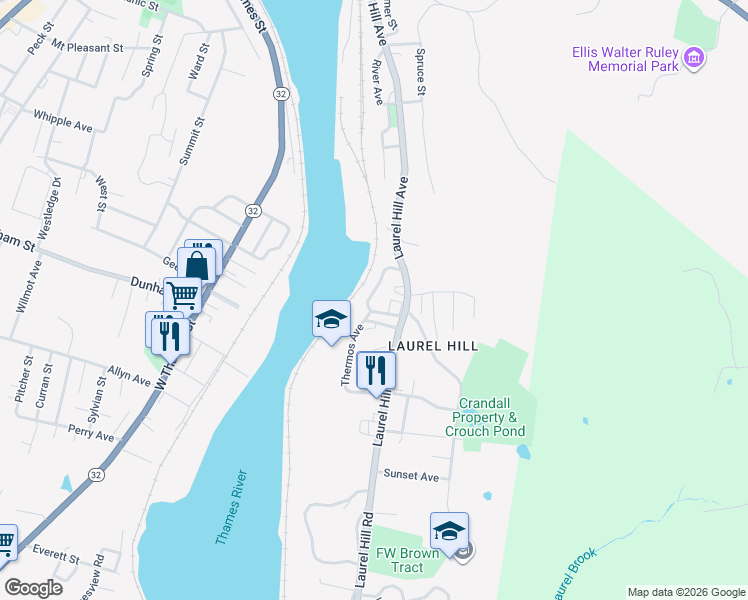 map of restaurants, bars, coffee shops, grocery stores, and more near 20 Crown Street in Norwich