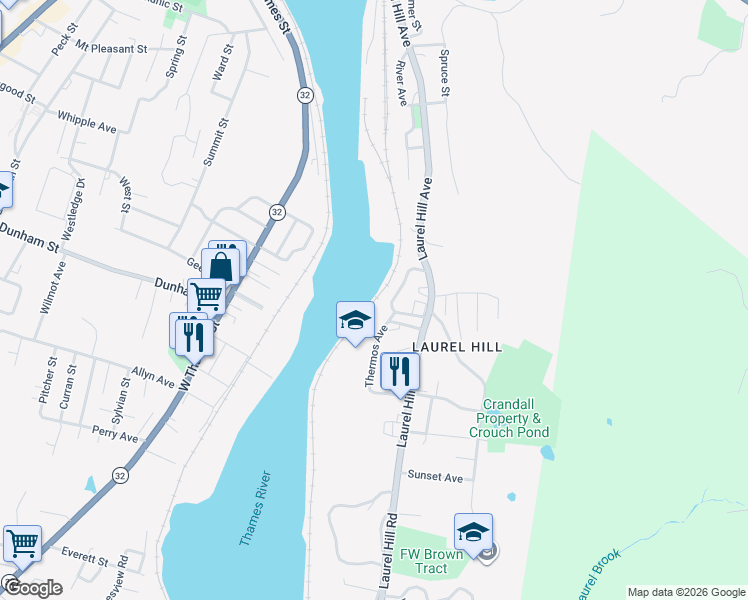 map of restaurants, bars, coffee shops, grocery stores, and more near 20 Crown Street in Norwich