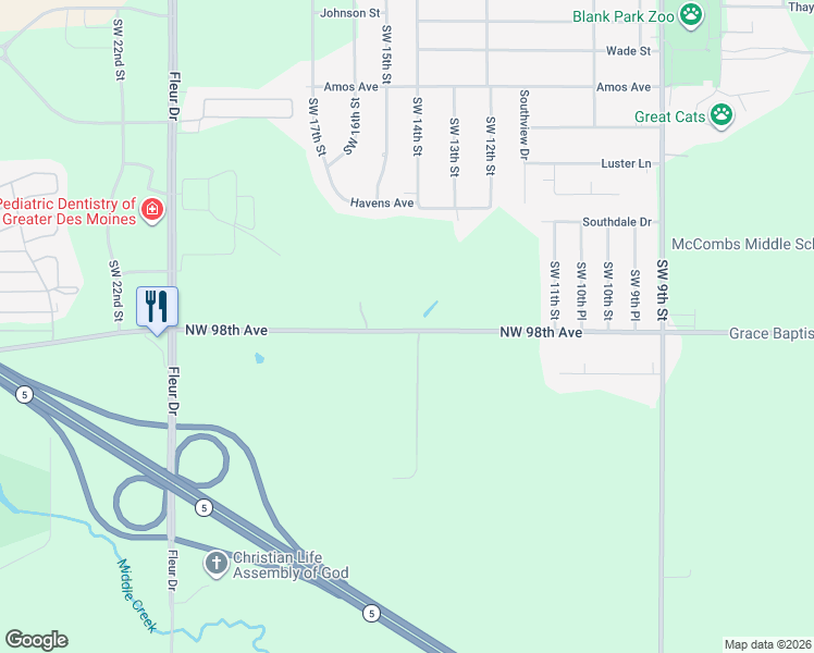 map of restaurants, bars, coffee shops, grocery stores, and more near 896-900 West County Line Road in Des Moines