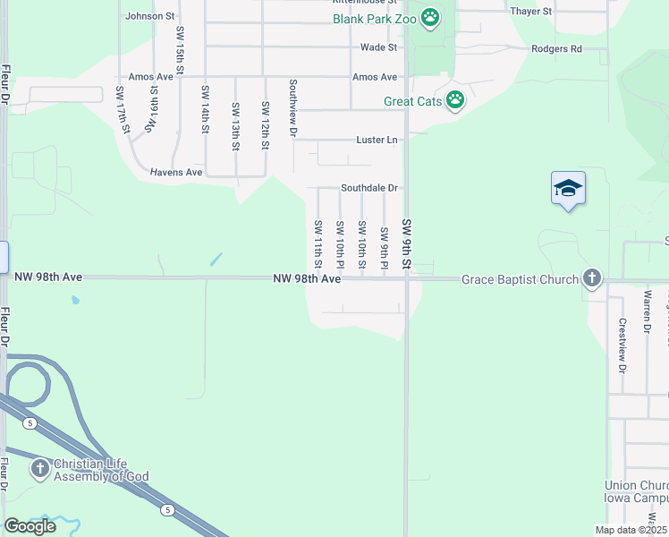 map of restaurants, bars, coffee shops, grocery stores, and more near 7907 Southwest 10th Place in Des Moines