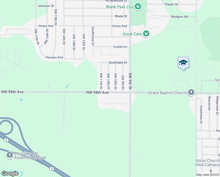 map of restaurants, bars, coffee shops, grocery stores, and more near 7907 Southwest 10th Place in Des Moines